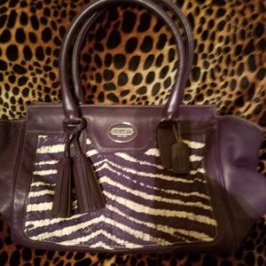 Coach Legacy Purple Zebra Large Tote